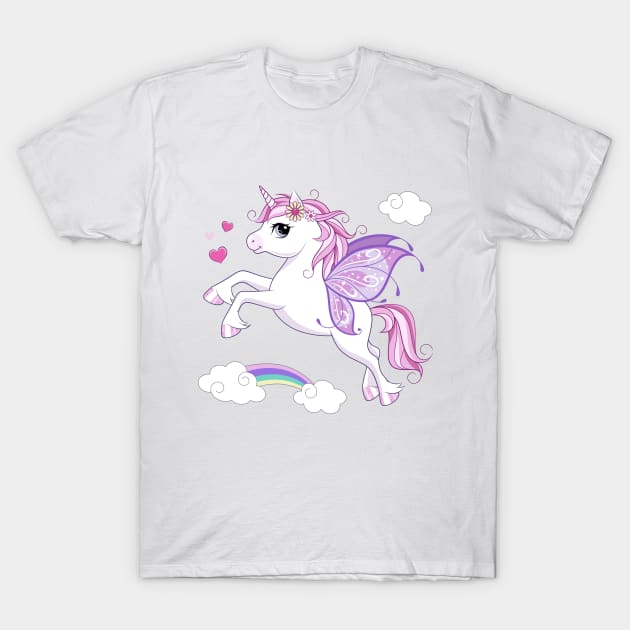 unicorn character with butterfly wings pink tshirt T-Shirt by Tshirt lover 1